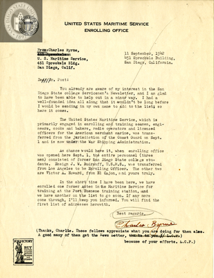 Letter from Charles T. Byrne, 1942