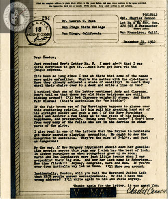 Letter from Charles Cannon, 1942