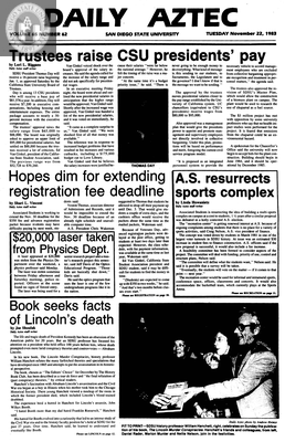 Daily Aztec: Tuesday 11/22/1983