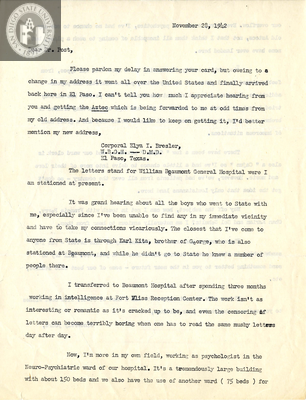 Letter from Elya I. Bresler, 1942