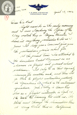 Letter from Leslie J. Carr, 1942