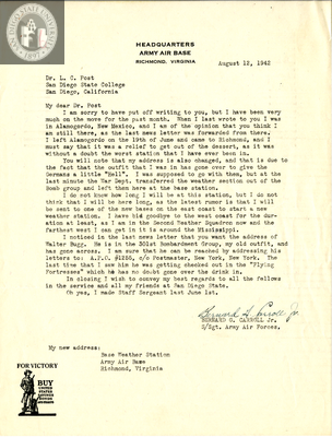Letter from Bernard G. Carroll, Jr., 1942