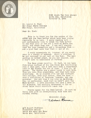Letter from William S. Bruner, 1942