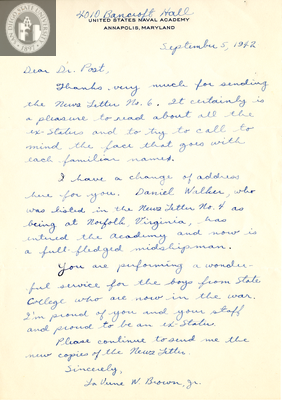 Letter from LaVerne W. Brown, Jr., 1942