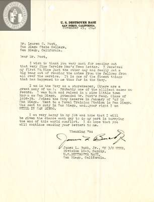Letter from James L. Buck, Jr., 1942