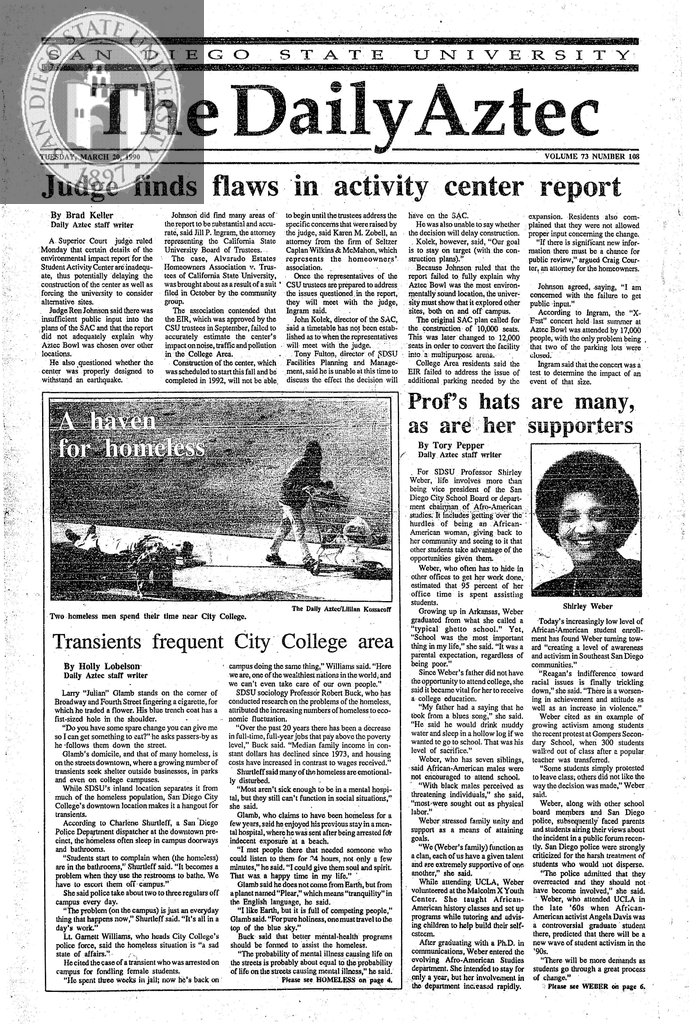 The Daily Aztec: Tuesday 03/20/1990