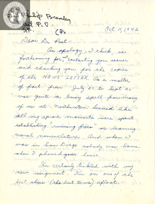 Letter from Philip Bromley, 1942 