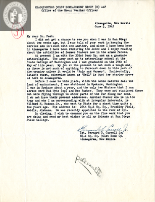 Letter from Bernard G. Carroll, Jr., 1942