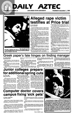 Daily Aztec: Thursday 12/01/1983