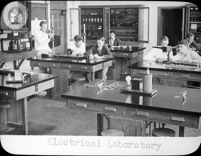 Students work in Electrical Laboratory, 1935