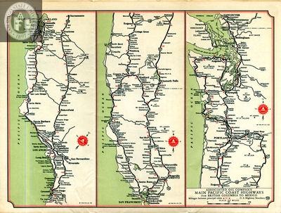 Inset of Map of California-Nevada Highways 1933