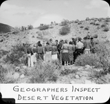 Geographers inspect desert vegetation, 1935