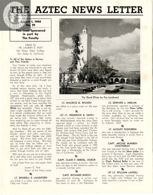 The Aztec News Letter, Number 29, August 1, 1944