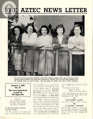The Aztec News Letter, Number 34, January 1, 1945