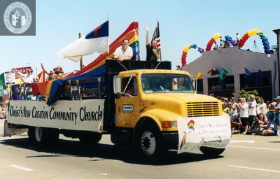 Christ's New Creation Community Church float in Pride parade, 1999