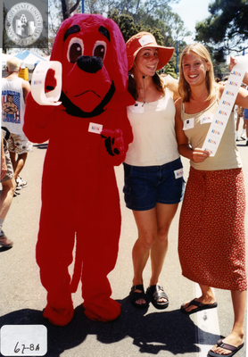 KPBS representatives and Clifford the Big Red Dog at Pride Festival, 2000