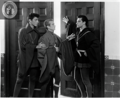 Three unidentified actors in King Richard II, 1956