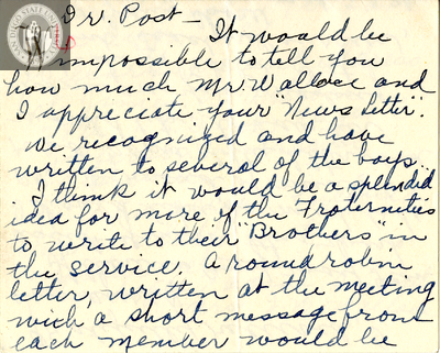 Letter from Mrs. James Willard Wallace, 1942