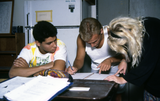 Students in a biology laboratory