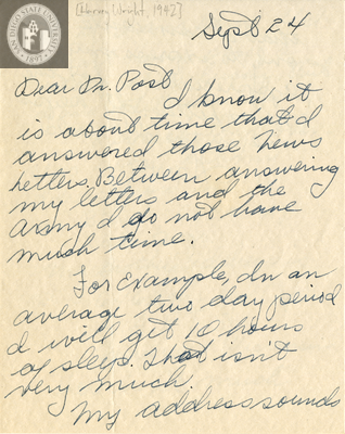 Letter from Harvey Wright, 1942