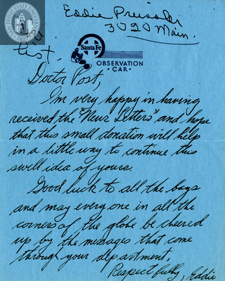 Letter from Eddie Preisler, 1942