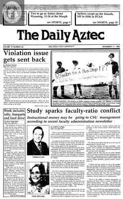 The Daily Aztec: Monday 11/17/1986