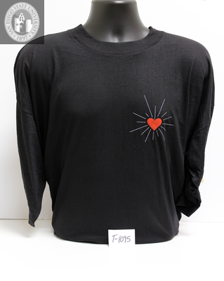 Heart symbol with radiating lines, front of T-shirt, Berlin, 1993