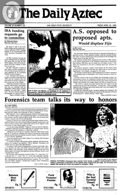 The Daily Aztec: Friday 04/25/1986