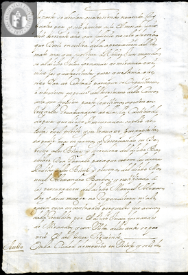 Urrutia de Vergara Papers, back of page 56, folder 15, volume 2, 1705