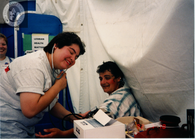 Maria Casas and Nancy Gordon at Lesbian Health Fair, 1992
