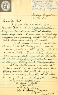 Letter from Harry E. Betts, 1943