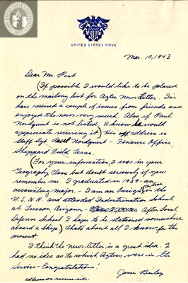 Letter from Jesse E. Bailey, 1943