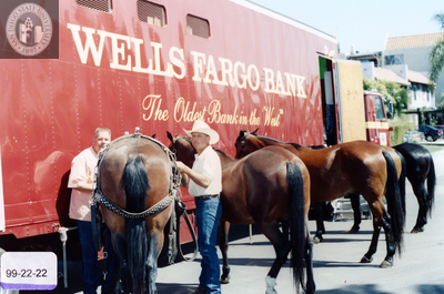 Wells Fargo Bank horses at Pride parade, 1999