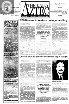 The Daily Aztec: Monday 09/09/1991