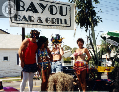 Mardi Gras photo outside Bayou Bar & Grill, 1996