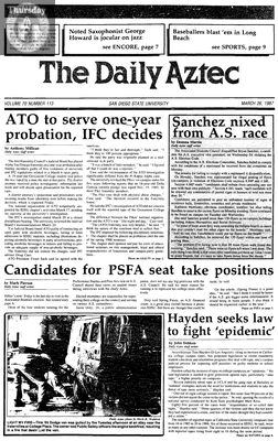 The Daily Aztec: Thursday 03/26/1987