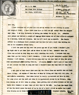 Letter from William R. Leaf, 1942