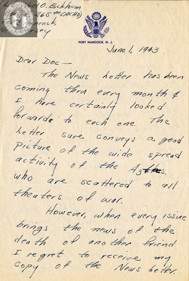 Letter from Noel O. Bickham, 1943