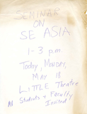 Flyer for a seminar on Southeast Asia