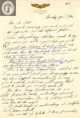 Letter from John Burdette Binkley, 1942