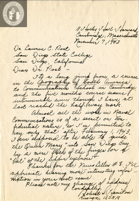 Letter from Robert S. Hamilton, 1942