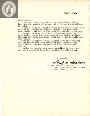 Letter from Frank M. Graham, 1942