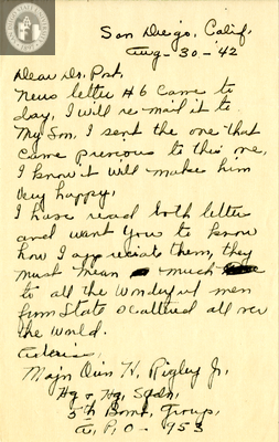 Letter from Alice M. Rigley Roth, 1942