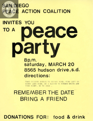 San Diego Peace Action Coalition invites you to a peace party