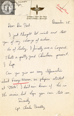 Letter from Charles Patrick Bradley, 1943