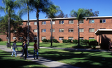 A brick dormitory at San Diego State University, 1995