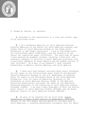 Affidavit for political asylum for a Guatemalan, 2003