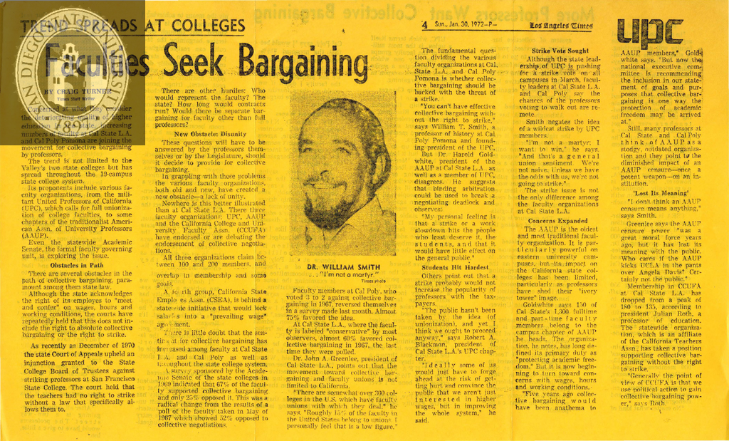 Faculties seek bargaining, 1972