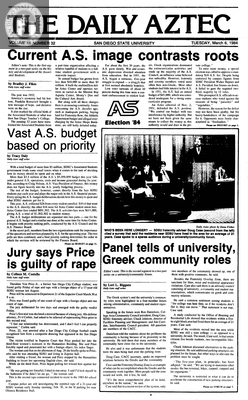 The Daily Aztec: Tuesday 03/06/1984
