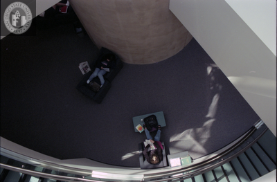 View down library dome stairwell, 1996